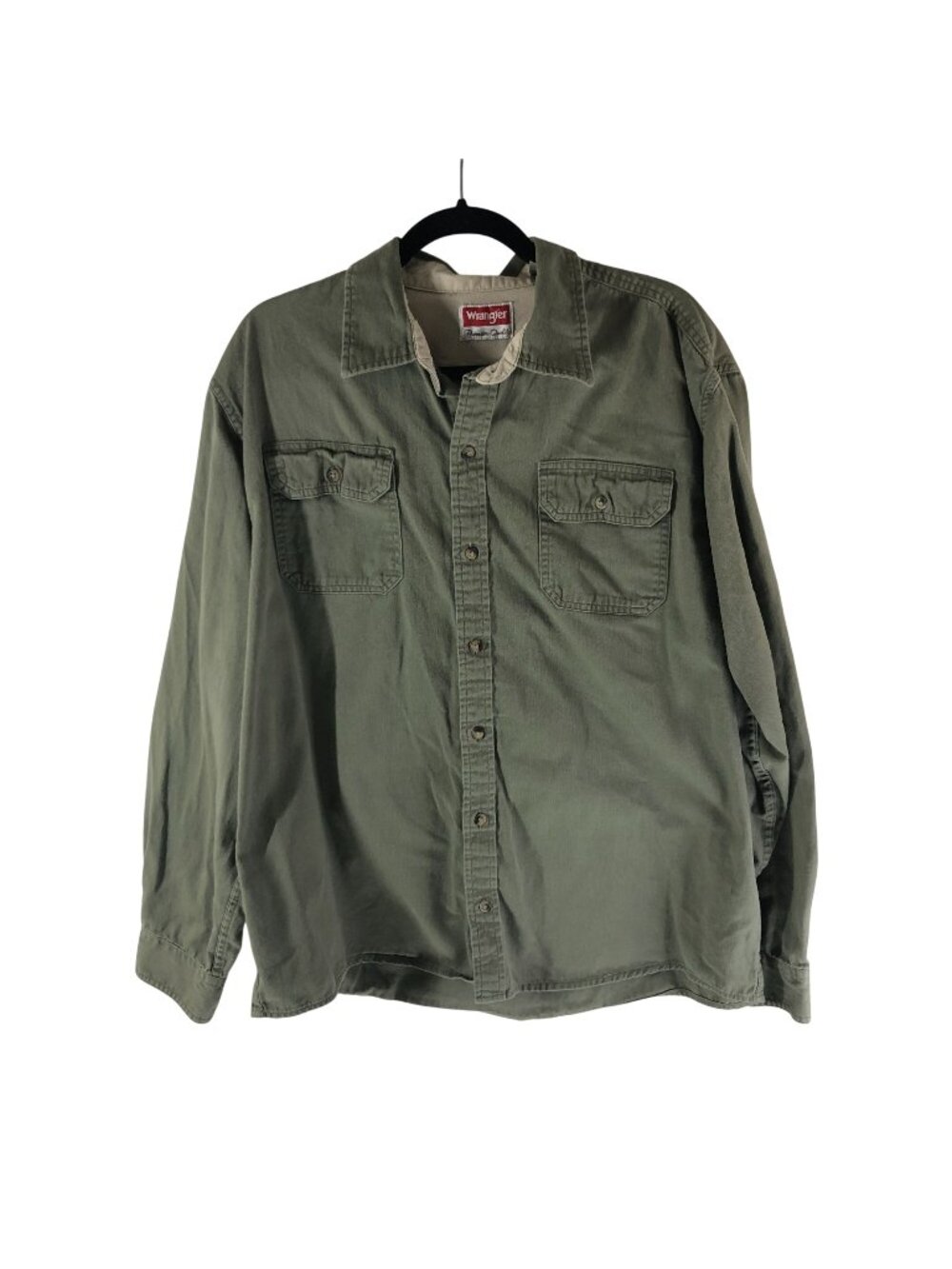 Wrangler Premium Quality Green Button-Up Shirt XL 100% Cotton Long Sleeve Casual